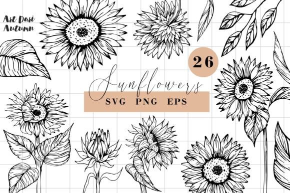 Download Sunflower SVG Line Art Illustrations - Illustrations Collection