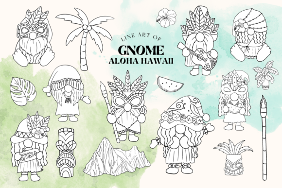 Download Hawaiian Gnome Line Art Illustrations - Illustrations Collection