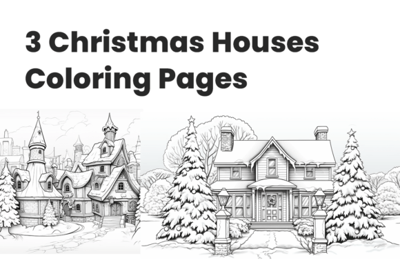 Download Line-Art Illustrations Christmas Houses - Illustrations Collection