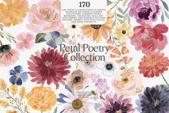 Download Romantic Watercolor Floral Clipart Bundl - Romantic Collection