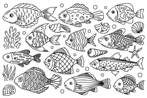 Download Fish Line Art Illustrations - Illustrations Collection