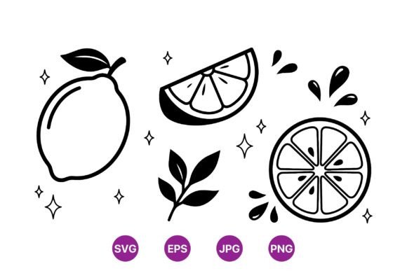 Download Lemon Citrus Line Art Illustrations - Illustrations Collection